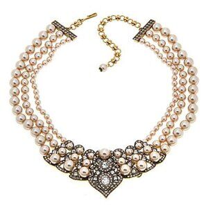 Heidi Daus Swarovski Crystal Art Deco Drop Mink Color Necklace~ Power and Poised